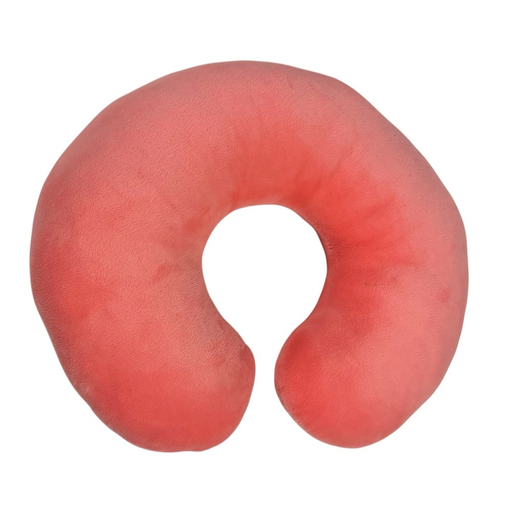 Pink plush children’s neck travel pillow for airplane & car